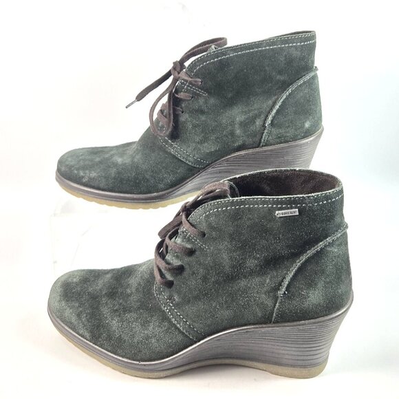 Legero Shoes - Legero Women Ankle Boots Women’s US 7.5 UK 4.5 Gore-Tex Green Suede Wedge